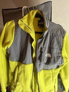 North Face Women's Denali Lime Green & Gray Fleece Jacket